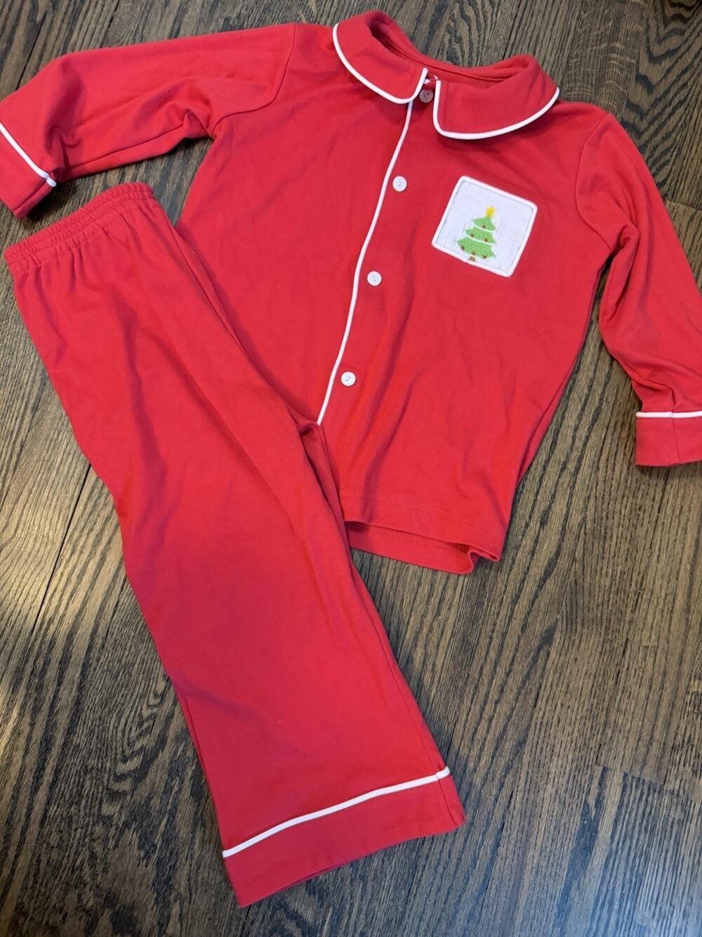 Remember Nguyen Smocked 2 Piece Red Christmas Pajamas Unisex Sz 4